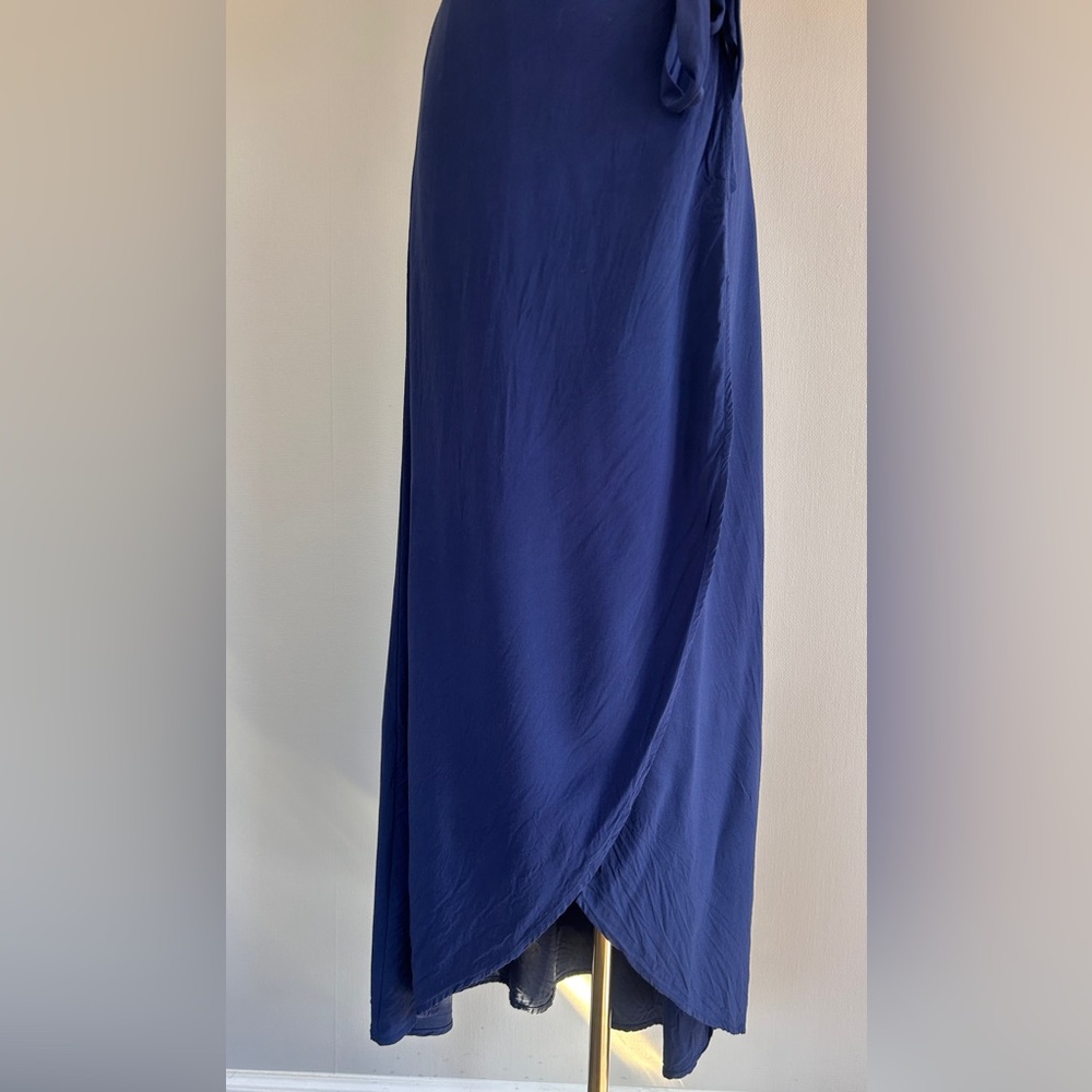 L*SPACE Goa Wrap Maxi Dress Midnight Blue Euro Summer Coastal Boho Resort Size S - Picture 5 of 14